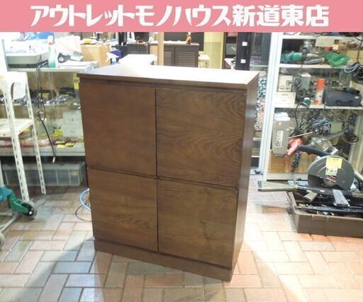 収納棚 扉4枚 幅80cm 高さ101cm 木目 本棚 書庫 多目的 ストッカー キャビネット 札幌市東区 新道東店
