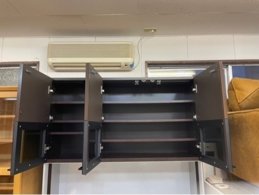 【リサイクルサービス八光】幅117.5㎝　松田家具　小平 40 エッセンス レンジ ダーク 食器棚