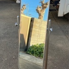 ■全身鏡 スタンドミラー サビあり■キャスター付き可動式 かがみ■（約）幅42 奥行40 高さ152 cm■アンティーク 昭和レトロ ヴィンテージの画像
