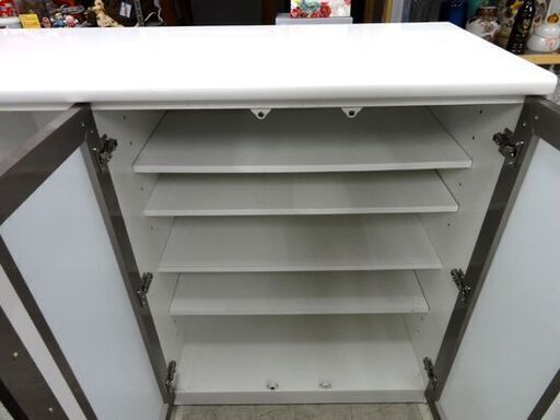ニトリ ミドルレンジボード カウンター Nポスティア 120 WH 鏡面仕上げ キッチンカウンター 高さ101cm 食器棚 エナメル 