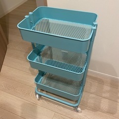【受渡者決定済】キッチンワゴン　キャスターワゴン　ターコイズの画像
