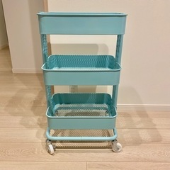 【受渡者決定済】キッチンワゴン　キャスターワゴン　ターコイズ