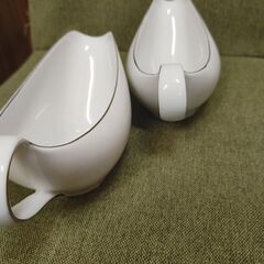 深川製磁 銀彩竹林 竹 陶器 麦穂図 有田焼 ソースポット 超レトロ 食器 まとめて2個の画像