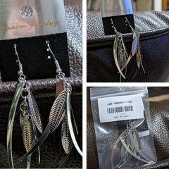 リーフ型フリンジピアス（新品）シルバーの画像