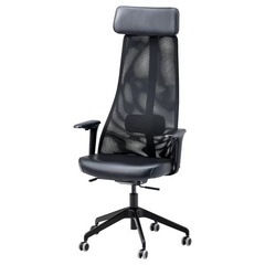 IKEA イェルヴフェレット　デスクチェア　黒(革)