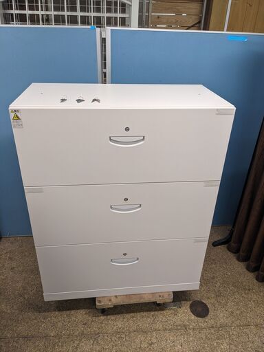 ☆生興 クウォール 3段 ラテラルキャビネット 鍵付き(各段施錠) RW45-310KD 下置用 完成品