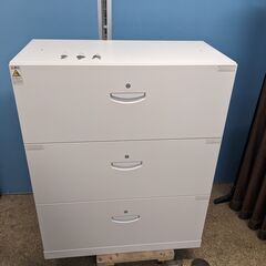 ☆生興 クウォール 3段 ラテラルキャビネット 鍵付き(各段施錠...