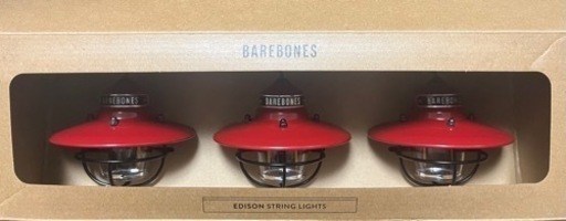 新品　Barebonesベアボーンズ　エジソンストリングライトLED レッド3連ライト　キャンプ
