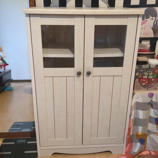 お引取り中【週末限定価格‼️本日取引可能】フレンチカントリー風キャビネット59x36x92cm 食器棚