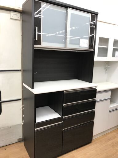 ★ジモティ割あり★ ニトリ 食器棚 ブラック H206×W101×D50 クリーニング済み KJ4323