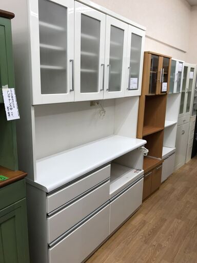 ★ジモティ割あり★  食器棚 ホワイト H201×W139×D43 クリーニング済み KJ4326