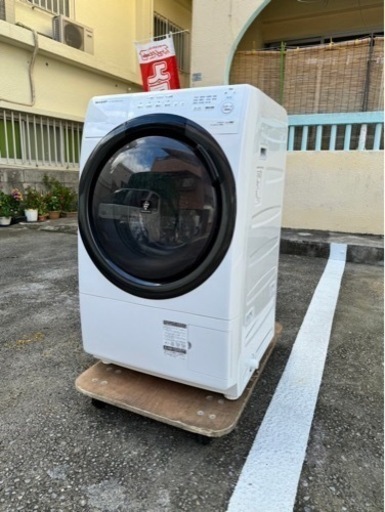 シャープ ドラム式 洗濯乾燥機 ES-S7G-WL ヒーターセンサー乾燥 左開き(ヒンジ左) 洗濯7kg/乾燥3.5kg 22年製 No2707