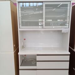 ★ジモティ割あり★  レンジボード ホワイト W120×D47.5×H203 クリーニング済み TC1555