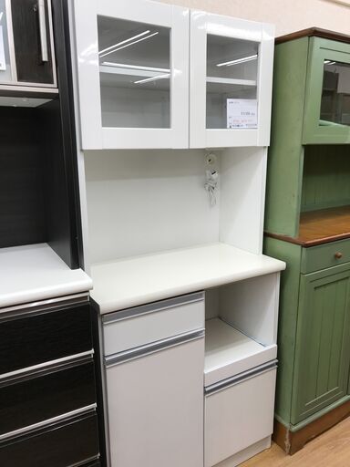 ★ジモティ割あり★  食器棚 ホワイト H181×W79×D43 クリーニング済み KJ4335