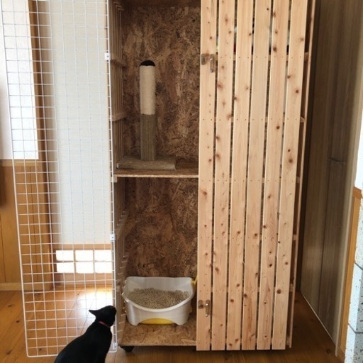 新品キャットケージ　猫用品　木製