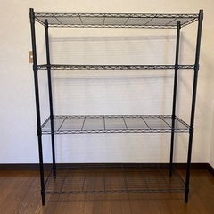 ★最終値引★耐荷重320kg、収納量抜群の大型4段メタルラック(黒)