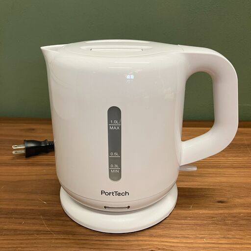 電気ケトル（1.0L・コーナンオリジナル PortTec OKE-100）ホワイト・2022年製