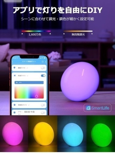 ナイトライト Dreamegg 間接照明 スマホ操作 アレクサ/Google 対応 - タイマー付き RGBライト（1600万色+電球色+雰囲気点灯）無段階調光 雰囲気作り 目覚ましライト LED 照明 ベッドサイドランプ パーティー 誕生日 デート プレゼント DG-L03