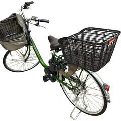 JY 美品 Panasonic 電動アシスト付自転車 ビビ・L 26インチ 数回使用程度 エバーグリーン リアバスケット付 2023年購入 バッテリー残量ランプ5 防犯登録解除済 BE-FL632