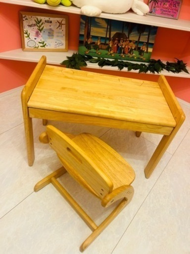 【美品】天然木　学習机　子供　幼児向け