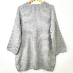 【おみせっち】新品タグ付 fifth ゆったりシルエット 膝丈ニットワンピース 畦編み Mサイズ ライトグレー レディース 秋冬 フィフスの画像