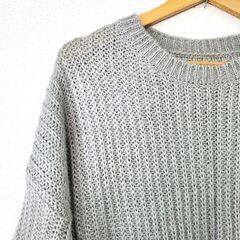 【おみせっち】新品タグ付 fifth ゆったりシルエット 膝丈ニットワンピース 畦編み Mサイズ ライトグレー レディース 秋冬 フィフスの画像