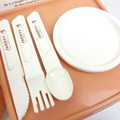 【おみせっち】SNOOPY スヌーピー カトラリー付きピクニックケース3段(仕切り有り) ランチボックス 角型(大) スプーン＆フォーク＆ナイフ＆お皿 運動会の画像