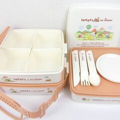 【おみせっち】SNOOPY スヌーピー カトラリー付きピクニックケース3段(仕切り有り) ランチボックス 角型(大) スプーン＆フォーク＆ナイフ＆お皿 運動会の画像