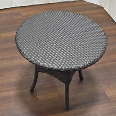 【ヤ取終了9/2】≪zyt1337ジ≫ 人工ラタン ガーデンテーブル エクステリア/ガーデニング/テラス/リゾート/アジア/丸テーブル/机 50908-03の画像