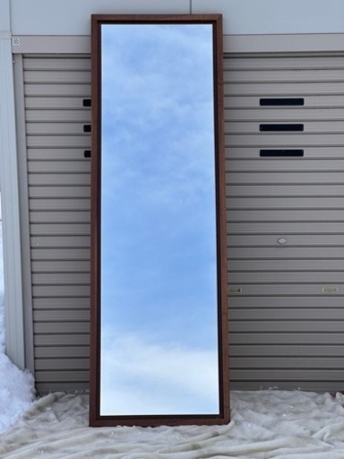 美品◆カッシーナ cassina スアイ suai ウォールミラー 全身鏡 ウォールミラー 木製フレーム 大型 スタンド 壁掛金具付き 200cm×65cm