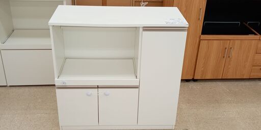 ★ジモティ割あり★  レンジ台 白 H88.5×D39.5×W96 クリーニング済み TJ4207