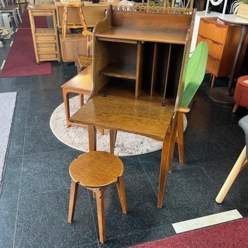 パリの雑貨屋 コンパクト ライティングビューローライティングデスク デスク スツール付き チェア スツール イス ナチュラル アンティーク インテリア