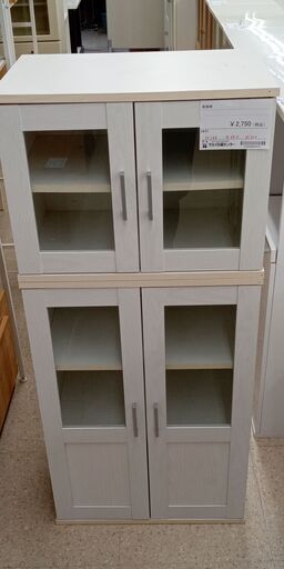 ★ジモティ割あり★  食器棚 白 H135×D39×W60 クリーニング済み TJ4213