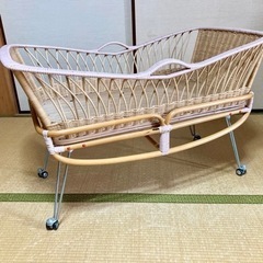 未使用　ラタン製 ベビーベッド　 ゆりかご＆ベッド かわいい籐のベビーベット（ゆりかご） | DAIWA RATTAN（ダイワ