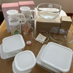 イワキ　8種12点セット　パックレンジ　ドリンクサーバー　ガラスボール　耐熱　