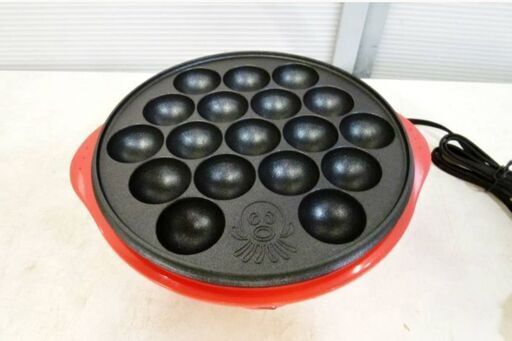 【　未使用　保管品　】たこ焼き器　YOB-180(R) 18個焼き レッド　50/60Hz　取扱説明書付き　フッ素樹脂加工プレート　YAMAZEN