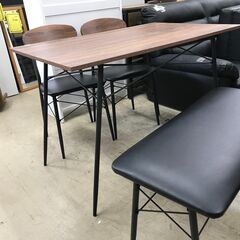 アイリスオーヤマ　ダイニングテーブルセット 幅110cm 4人用 4人掛け ダイニングセット ベンチ ダイニング4点セット テーブルセット  アイアン脚 おしゃれ  北欧 おしゃれ クリーニング済 堺市 石津【ジャングルジャングルサカイ石津店】の画像