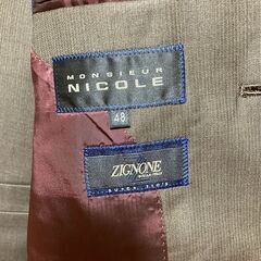 MONSIEUR NICOLE ZIGNONE 3ボタン茶 3ピースの画像