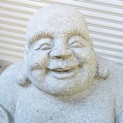 【直接引取限定】【配送リクエストOK！】石像　布袋尊　高さ約50㎝　七福神　置物　オブジェ　縁起物　庭　布袋様 仏像 信仰 古美術 時代物の画像
