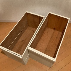 りんご木箱 取手付 木箱 収納ボックス ２箱セット 中古 DIYの画像