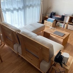 L字ソファ　オットマン付きの画像