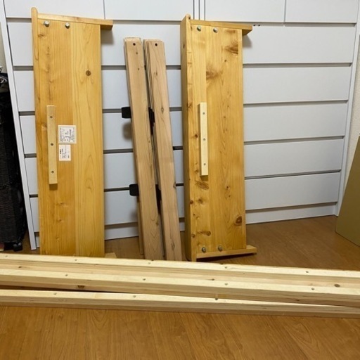 桧と杉天然木の高温炭化ベッド　美品