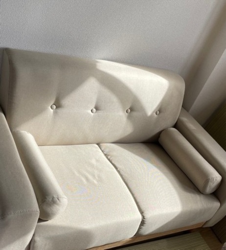 【美品！】ソファ 2人掛け クッション 肘付き 幅131 ベージュ