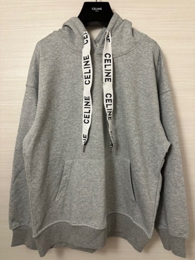 【CELINE】ルーズ フーディー コットンフリース グレー パーカー XS