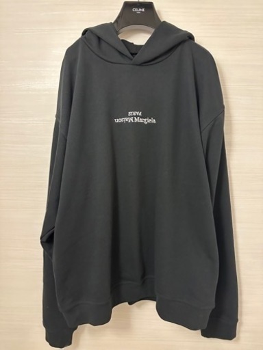 【MAISON MARGIELA】メゾンマルジェラ 反転刺繍 ロゴ パーカー 黒