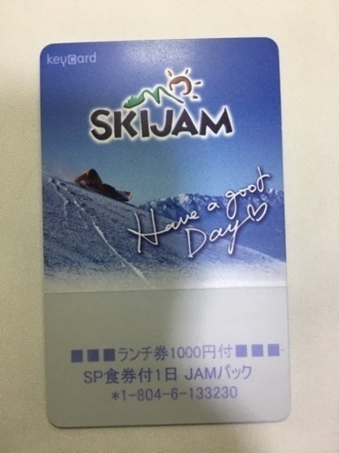 スキージャム勝山　リフト券1枚 食事券1000円付き