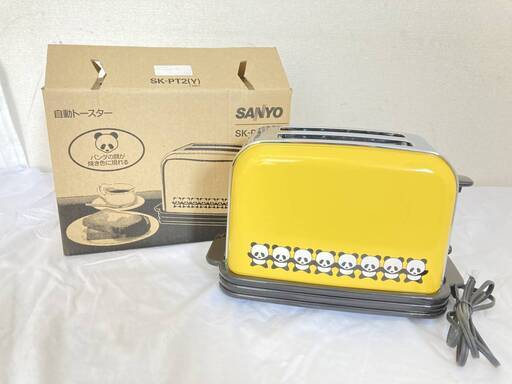 JT395(O) 未使用保管品 SANYO サンヨー 電気トースター SK-PT2 パンダの焼き目 パンダの顔 1997年製 昭和レトロ 箱付き 動作確認済み