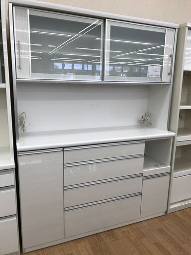 ★ジモティ割あり★ 古賀家具 食器棚 ホワイト H197×W149×D48 クリーニング済み KJ4340