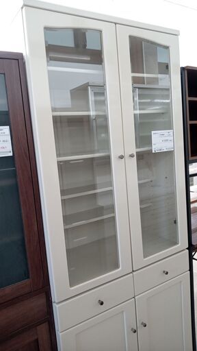 ★ジモティ割あり★  食器棚 白 H200×D44.5×W80 クリーニング済み TJ4219