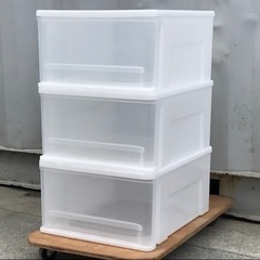 E185◇天馬◇プラ収納ケース３個セット ◇ホワイト◇三段◇引き...